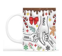 Personal Chic Custom Mug Name - Christmas Holding Hands - Grandma Gifts from Grandchildren, Grandma and Grandpa Mugs, Personalised Grandad Mug (Model #1)