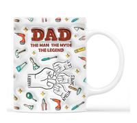 Personal Chic Custom Mug Name - Daddy Grandad Fist Bump - Daddy Mug, Personalised dad Gifts, Grandad Personalised Gifts, Father Day Cup, Gift for Father Day, Dad Gifts from Kids