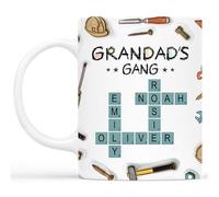 Personal Chic Custom Mug Name - Daddy's Gang Crossword with Names - Personalised dad Gifts, Grandad Personalised Gifts (Model #8)