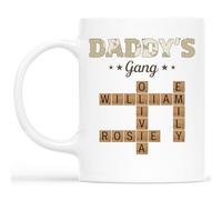 Personal Chic Custom Mug Name - Daddy's Gang Crossword with Names - Personalised dad Gifts, Grandad Personalised Gifts (Model #12)