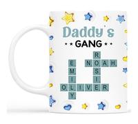 Personal Chic Custom Mug Name - Daddy's Gang Crossword with Names - Personalised dad Gifts, Grandad Personalised Gifts (Model #3)