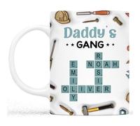 Personal Chic Custom Mug Name - Daddy's Gang Crossword with Names - Personalised dad Gifts, Grandad Personalised Gifts (Model #5)