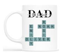 Personal Chic Custom Mug Name - Daddy's Gang Crossword with Names - Personalised dad Gifts, Grandad Personalised Gifts (Model #13)