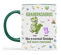 Personal Chic Custom Mug Name - Daddysaurus Like A Normal Daddy But More Roarsome - Personalised Dad Gifts, Grandad Fathers Day Gift Mug, New Dad Gifts, Fathers Day Mug, Personalised Dad Mug (1 Kid)