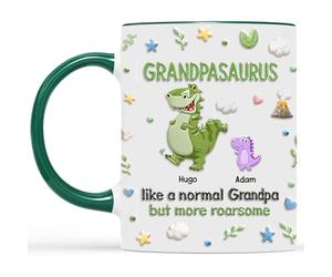 Personal Chic Custom Mug Name - Daddysaurus Like A Normal Daddy But More Roarsome - Personalised Dad Gifts, Grandad Fathers Day Gift Mug, New Dad Gifts, Fathers Day Mug, Personalised Dad Mug (1 Kid)