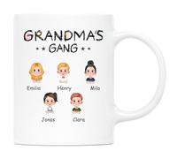 Personal Chic Custom Mug Name - Grandad/Grandma's Gang - Personalised Mothers Day Gifts, Grandma Gifts from Grandchildren, Grandma and Grandpa Mugs, Personalised Grandad Mug (4 Kids)