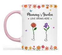 Personal Chic Custom Mug Name - Granny's Garden Love Grows Here - Personalised Mum Gifts, Grandma Gift, Mummy Mug, Grandma Cup, Personalised Mum Mugs, Granny Mugs (2 Kids)