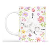 Personal Chic Custom Mug Name - Hand in Hand - Personalised Mother Gift, Mum Gifts, Grandma Gift, Mummy Tea Cup, Grandma Cup, Mum Mug (Model #4)