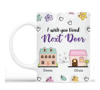 Personal Chic Custom Mug Name - I Wish You Lived Next Door - Friends Mug, Personalised Gifts for Women Friends, Neighbour Gift, Friend Gifts Personalised (2 Person)