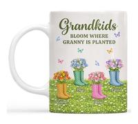 Personal Chic Custom Mug Name - Mummy's Garden - Personalised Mum Gifts, Grandma Gift, Mummy Mug, Grandma Cup, Personalised Mum Mugs, Granny Mugs (Model #2)