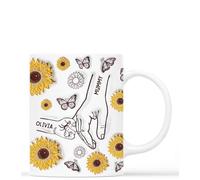 Personal Chic Custom Mug Name - Mummy's, Grandma's Hand Flowers - Personalised Mothers Day Gifts, Personalised Mum Gifts, Grandma Gift, Grandma Cup (Model #2)