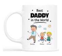 Personal Chic Custom Mug Name - The Best Daddy Mummy in The World - Grandma Gifts, Personalised Grandad Mug, Daddy Gifts (1 Kid)