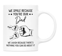 Personal Chic Custom Mug Name - We Smile Because You're Our Dad - Personalised dad Gifts, Grandad Personalised Gifts, New dad Gifts, Father Day Cup (Model #1)
