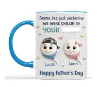 Personal Chic Custom Mug Name - We were Chillin in Your B*lls - Personalised Dad Gifts, Grandad Fathers Day Gift Mug, New Dad Gifts, Fathers Day Mug, Personalised Dad Mug (2 Kids)