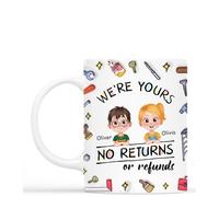 Personal Chic Custom Mug Name - We're Yours No Returns or Refunds - Personalised dad Gifts, Father Day Cup, Grandad Personalised Gifts, New dad Gifts, Personalised Grandad Mug (2 Kids)