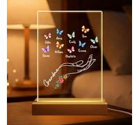 Personal Chic Custom Name Night Light -Acrylic Lamp with Butterfly, Personalised Mothers Day Gifts, Unique Personalised Gifts for Mum and Grandma (9 Kids)