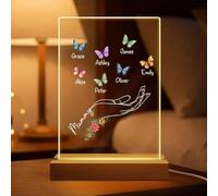 Personal Chic Custom Name Night Light -Acrylic Lamp with Butterfly, Personalised Mothers Day Gifts, Unique Personalised Gifts for Mum and Grandma (7 Kids)
