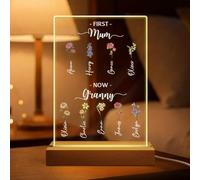 Personal Chic Custom Night Light - First Mum Now Granny - Mum Light Up Gifts, Personalised Photo Lamp, Mothers Day Lamp for Mum, Personalised Photo Gifts for Women, Acrylic Night Light (Model #1)