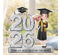 Personal Chic Custom Shaped Acrylic Plaque - I Did My Best God Did The Rest - graduation gifts for daughter, personalised graduation gifts, personalised plaques, graduation presents (Female)