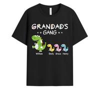 Personal Chic Custom T Shirt - Grandad's Gang Dinorsaus - Personalised Gifts for Grandad, Personalised Grandad t Shirt, Mum t Shirt Women (UK, Alpha, S, 5XL, Regular, Regular, 3 Kids)