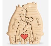Personal Chic Custom Wooden Puzzles - Family Bear - Gift for family, Personalised jigsaw, Personalised family puzzle, Bear puzzle, Family Puzzle Gifts with Names (Model #3)