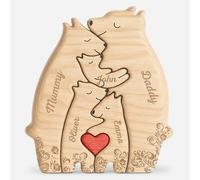 Personal Chic Custom Wooden Puzzles - Family Bear - Gift for family, Personalised jigsaw, Personalised family puzzle, Bear puzzle, Family Puzzle Gifts with Names (Model #6)