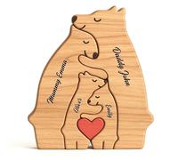 Personal Chic Custom Wooden Puzzles - Family Bear - Gift for family, Personalised jigsaw, Personalised family puzzle, Bear puzzle, Family Puzzle Gifts with Names (Model #1)
