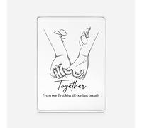 Personal Chic Personalised Acrylic Block Plaque - From Our First Kiss To Our Last Breath - Personalised gifts for girlfriend, engagement gifts for couples, happy engagement decorations (Model #1)