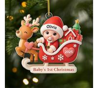 Personal Chic Personalised Acrylic Ornament - Baby's 1st Christmas 3D Printing Effect - Baby bump christmas bauble, Christmas hanging decor, Baby first, Newborn baby gifts (Model #9)