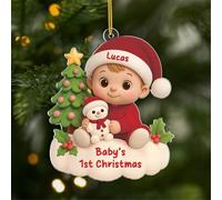Personal Chic Personalised Acrylic Ornament - Baby's 1st Christmas 3D Printing Effect - Baby bump christmas bauble, Christmas hanging decor, Baby first, Newborn baby gifts (Model #7)