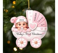 Personal Chic Personalised Acrylic Ornament - Baby's 1st Christmas 3D Printing Effect - Baby bump christmas bauble, Christmas hanging decor, Baby first, Newborn baby gifts (Model #3)