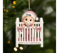 Personal Chic Personalised Acrylic Ornament - Baby's 1st Christmas 3D Printing Effect - Baby bump christmas bauble, Christmas hanging decor, Baby first, Newborn baby gifts (Modell #11)
