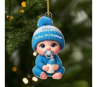 Personal Chic Personalised Acrylic Ornament - Baby's First Christmas - Baby bump christmas bauble, Christmas hanging decor, Babies 1st, Newborn babies, Personalised decorations (Boy #3)