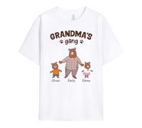 Personal Chic Personalised Bear Grandma's Gang T-Shirt - Personalised Gift for Mum and Dad for Mother's Day, Father's Day (UK, Alpha, S, 5XL, Regular, Regular, 3 Kids)