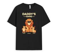 Personal Chic Personalised Best Grandad Lion's Gang T-Shirt - Personalised Gifts for Father for Christmas, New Year, Father's Day, Birthday (2 Kids, Model #2)