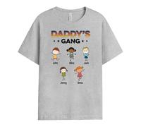 Personal Chic Personalised Best Grandad's Daddy's Gang T-Shirt - Personalised Gift for Dad and Grandad for Father's Day, Birthday and Christmas (4 Kids, Model # 1)