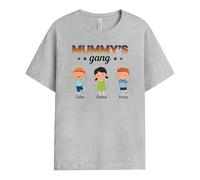 Personal Chic Personalised Best Grandma's Mummy's Gang T-Shirt - Personalised Gift for Mum and Grandma for Mother's Day, Birthday and Christmas (3 Kids, Model # 2)