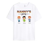Personal Chic Personalised Best Grandma's Mummy's Gang T-Shirt - Personalised Gift for Mum and Grandma for Mother's Day, Birthday and Christmas (8 Kids, Model # 2)