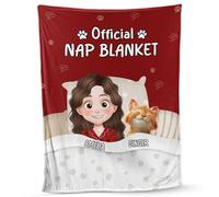 Personal Chic Personalised Blanket - Official Nap Blanket for Cat Dads/Cat Mums - Cat Throw Blanket, Printed Blanket, Picture Blankets For Adults, Personalised cat gift (Woman, 1)