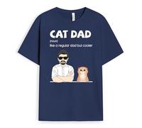 Personal Chic Personalised Cat Mum, Cat Dad A Regular Mum, Dad But Cooler T-Shirt - Gifts for Dad, Mum, Grandpa, Grandma for Mother's Day, Father's Day, Christmas, Birthday (Cat Dad - 1 Cat, Navy)