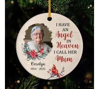 Personal Chic Personalised Ceramic Ornament - I Have An Angel In Heaven I Call Her Mum - personalised gifts from heaven, memorial christmas bauble, photo xmas baubles (Model #1)