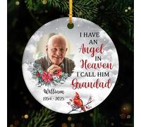 Personal Chic Personalised Ceramic Ornament - I Have An Angel In Heaven I Call Her Mum - personalised gifts from heaven, memorial christmas bauble, photo xmas baubles (Model #2)