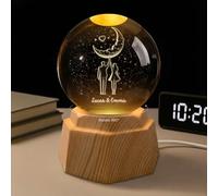 Personal Chic Personalised Crystal Ball Lamp 3D - Grateful for Every Moment with You - Crystal Ball Lamp for Couples, Couple Kissing 3D Crystal Ball, Custom Night Light (Model #1)