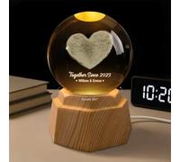 Personal Chic Personalised Crystal Ball Lamp 3D - Grateful for Every Moment with You - Crystal Ball Lamp for Couples, Couple Kissing 3D Crystal Ball, Custom Night Light (Model #8)
