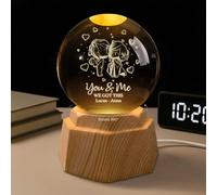 Personal Chic Personalised Crystal Ball Lamp 3D - Grateful for Every Moment with You - Crystal Ball Lamp for Couples, Couple Kissing 3D Crystal Ball, Custom Night Light (Model #7)