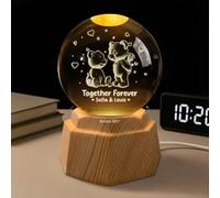 Personal Chic Personalised Crystal Ball Lamp 3D - Grateful for Every Moment with You - Crystal Ball Lamp for Couples, Couple Kissing 3D Crystal Ball, Custom Night Light (Model #9)