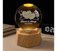 Personal Chic Personalised Crystal Ball Lamp - Forever and Always - Crystal Ball Lamp for Couples, Heart 3d crystal photo, Personalised snow globe photo, Custom night light (Model #3)