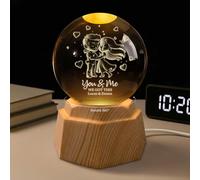 Personal Chic Personalised Crystal Ball Lamp - I Love You in Every Universe - Crystal Ball Lamp for Couples, Couple Kissing 3D Crystal Ball, Custom Night Light (Model #4)