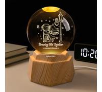 Personal Chic Personalised Crystal Ball Lamp - I Love You to The Moon and Back - Crystal Ball Lamp for Couples, Couple Kissing 3D Crystal Ball, Custom Night Light (Model #1)