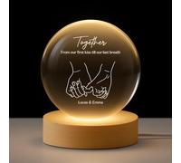 Personal Chic Personalised Crystal Ball Lamp - Together Forever - Crystal Ball Lamp for Couples, 3d crystal photo, Personalised snow globe photo, Custom night light (Model #4)
